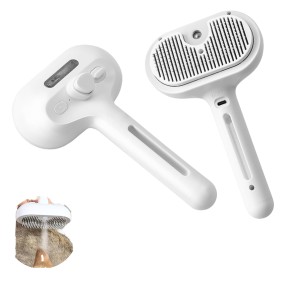 宠物梳生产厂家-自清洁宠物除毛梳飞毛美容喷雾刷猫狗用水箱塑料制成宠物美容工具