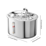 Pet Fountain Manufacturer - Portable 2.5L Stainless Steel Pet Water Fountain with Automatic Dispenser Ultra Quiet Pump