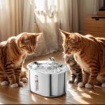 Pet Fountain Manufacturer - Portable 2.5L Stainless Steel Pet Water Fountain with Automatic Dispenser Ultra Quiet Pump