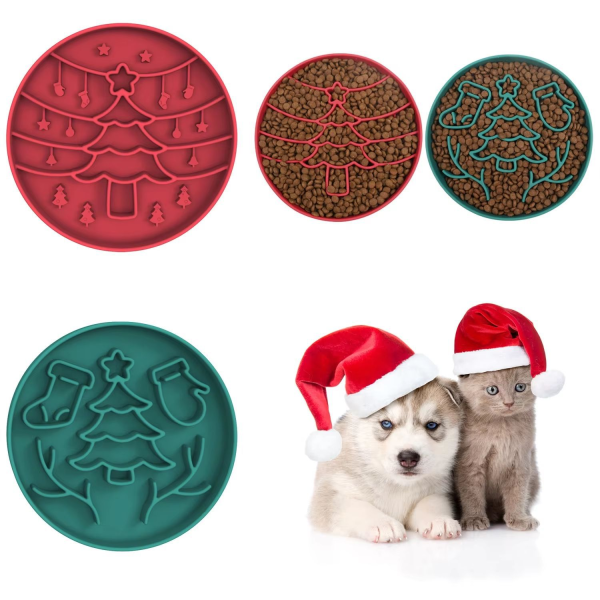 Pet Mat Supplier - Custom Christmas Eco-Friendly Pet Dining Slow Feeder Mat Silicone Lick Plate