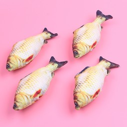 猫咬胶玩具生产商-毛绒鱼薄荷逗趣磨牙