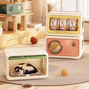 Square Plastic Cat Nest Supplier - Eco-Friendly Pet House with Door