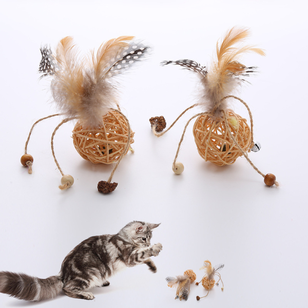 Cat Chew Toy Factory - Rattan Ball Bell with Catnip Custom Design