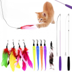 Cat Teaser Wand Supplier - Replaceable Feather Extendable Rod Custom