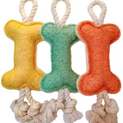 Dog Toy Manufacturer - Cotton Rope Loofah Squeaky Bone Custom