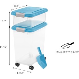 Pet Food Storage Supplier - 45Qt Blue Airtight Container with Scoop