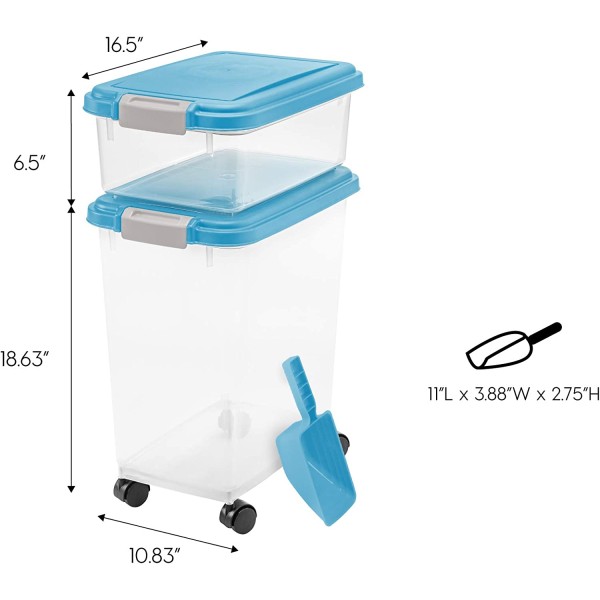 Pet Food Storage Supplier - 45Qt Blue Airtight Container with Scoop