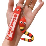 Rainbow Snake Keychain Supplier - PVC Plastic Soft Glue Doll