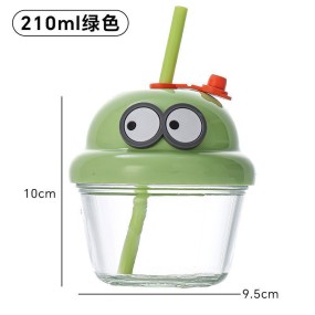 Mini Glass Cup Factory - Creative Cartoon with Straw Milk Coffee