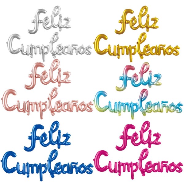 Spanish Letter Balloons Factory - 16 Inch Lowercase Feliz Cumpleanos