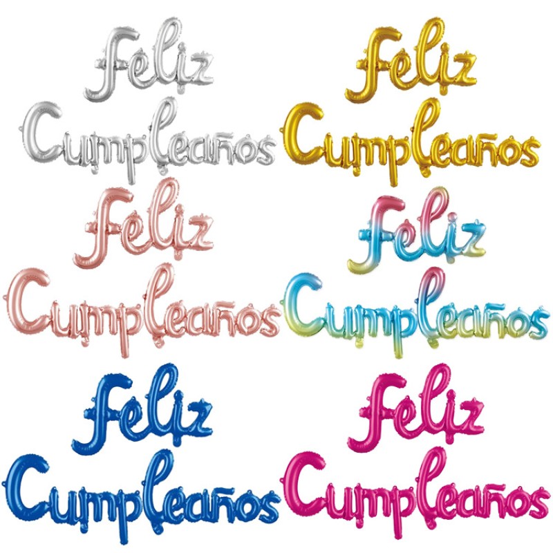Spanish Letter Balloons Factory - 16 Inch Lowercase Feliz Cumpleanos
