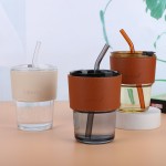 Bamboo Glass Cup Supplier - Vertical Pattern Striped with Lid
