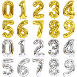 Foil Balloons Supplier - 16 Inch Gold Number Silver Birthday Party