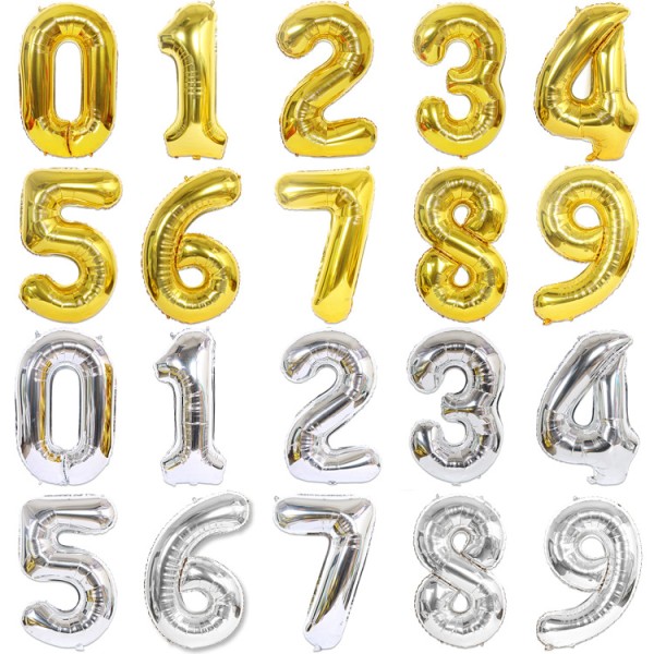 Foil Balloons Supplier - 16 Inch Gold Number Silver Birthday Party