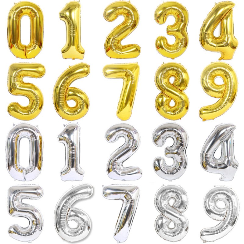 Foil Balloons Supplier - 16 Inch Gold Number Silver Birthday Party