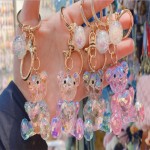 Acrylic Keychain Supplier - Colorful Cut Face Teddy Bear Pendant