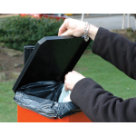 宠物垃圾桶厂家-金属户外容器带标识牌