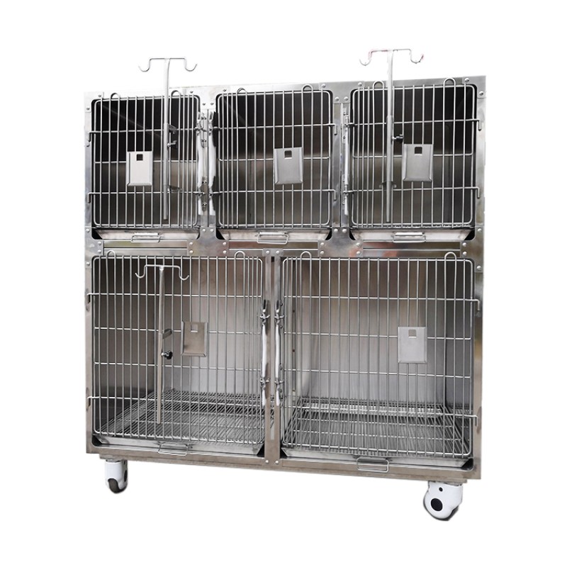 Veterinary Cage Supplier - Stainless Steel Two Stage Five Compartments