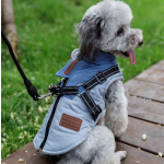 冬季狗狗外套厂家-防水法兰绒可拆卸背带