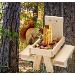 松鼠喂食器厂家-木质野餐桌带伞架