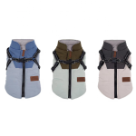 冬季狗狗外套厂家-防水法兰绒可拆卸背带
