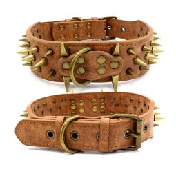 Studded Dog Collar Supplier - PU Leather Spiked Rivet Design