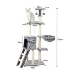 猫爬架厂家-木质现代爬树带球塔