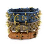 钉钉狗项圈厂家-PU皮革尖钉铆钉设计