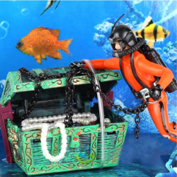Resin Aquarium Ornament Manufacturer - Rotten Ship Frogman Treasure