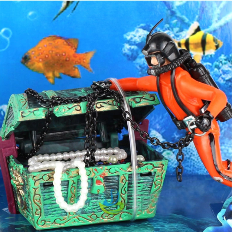 Resin Aquarium Ornament Manufacturer - Rotten Ship Frogman Treasure