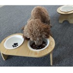 宠物碗厂家-加高陶瓷不锈钢木架