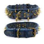 钉钉狗项圈厂家-PU皮革尖钉铆钉设计