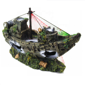 树脂战舰装饰厂家-海盗船形鱼缸装饰