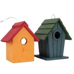 木质鸟屋厂家-彩色悬挂花园装饰