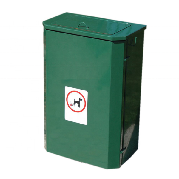 宠物垃圾桶厂家-金属户外容器带标识牌