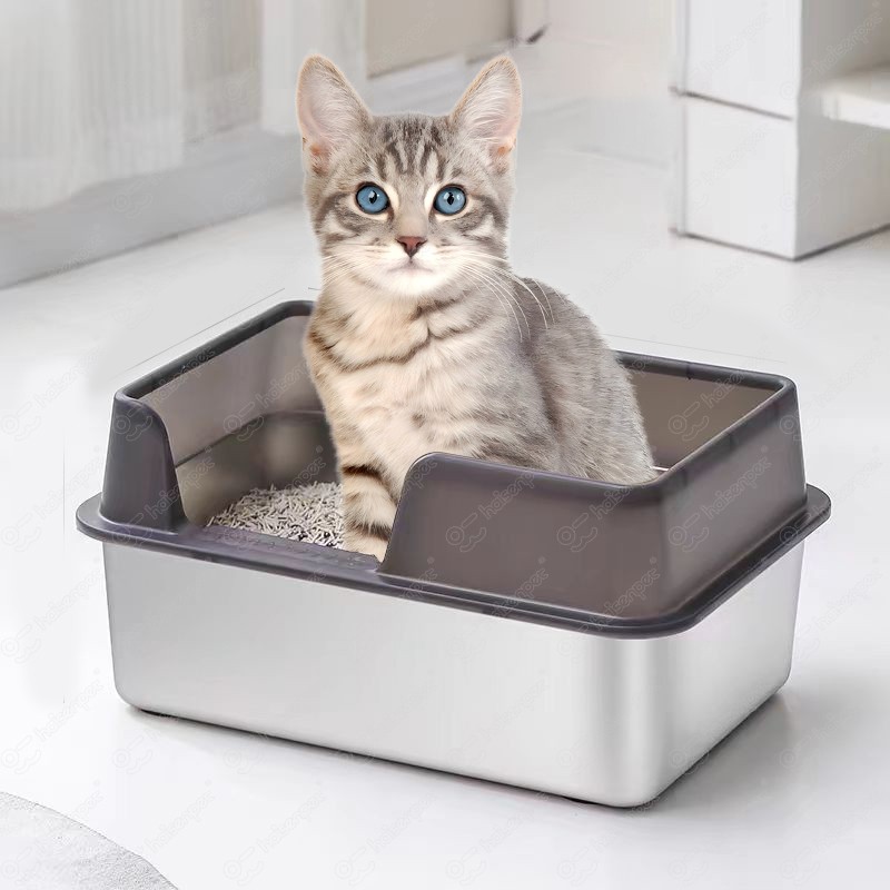 猫砂盆生产商-可定制高围栏半封闭不锈钢