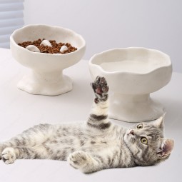 猫食碗厂家-奶油爪形高脚设计