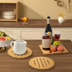 竹制锅垫套装厂家-12件装防烫垫