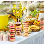 甜甜圈架厂家-竹木4件装甜点展示