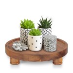 圆托盘厂家-10英寸金合欢木多功能展示