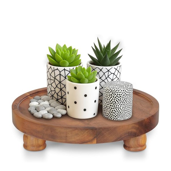 圆托盘厂家-10英寸金合欢木多功能展示