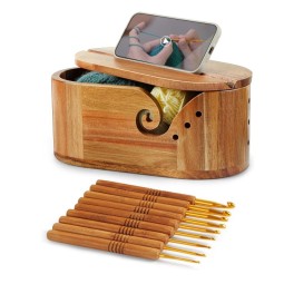 纱线碗厂家-大号金合欢木椭圆配钩针