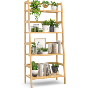 Bookshelf Factory - Bamboo Ladder Freestanding Bookcase