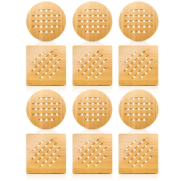 竹制锅垫套装厂家-12件装防烫垫