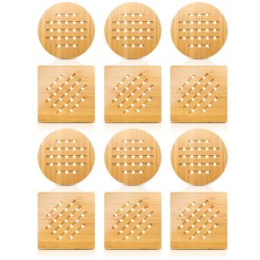 竹制锅垫套装厂家-12件装防烫垫