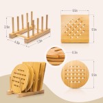 竹制锅垫套装厂家-12件装防烫垫