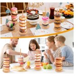 甜甜圈架厂家-竹木4件装甜点展示