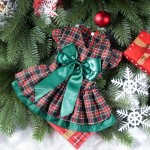 宠物圣诞裙厂家-天鹅绒格子领结设计