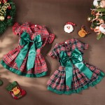 宠物圣诞裙厂家-天鹅绒格子领结设计