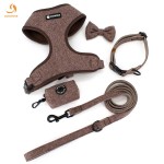 犬用背带套装厂家-奢华斜纹可调定制牵引